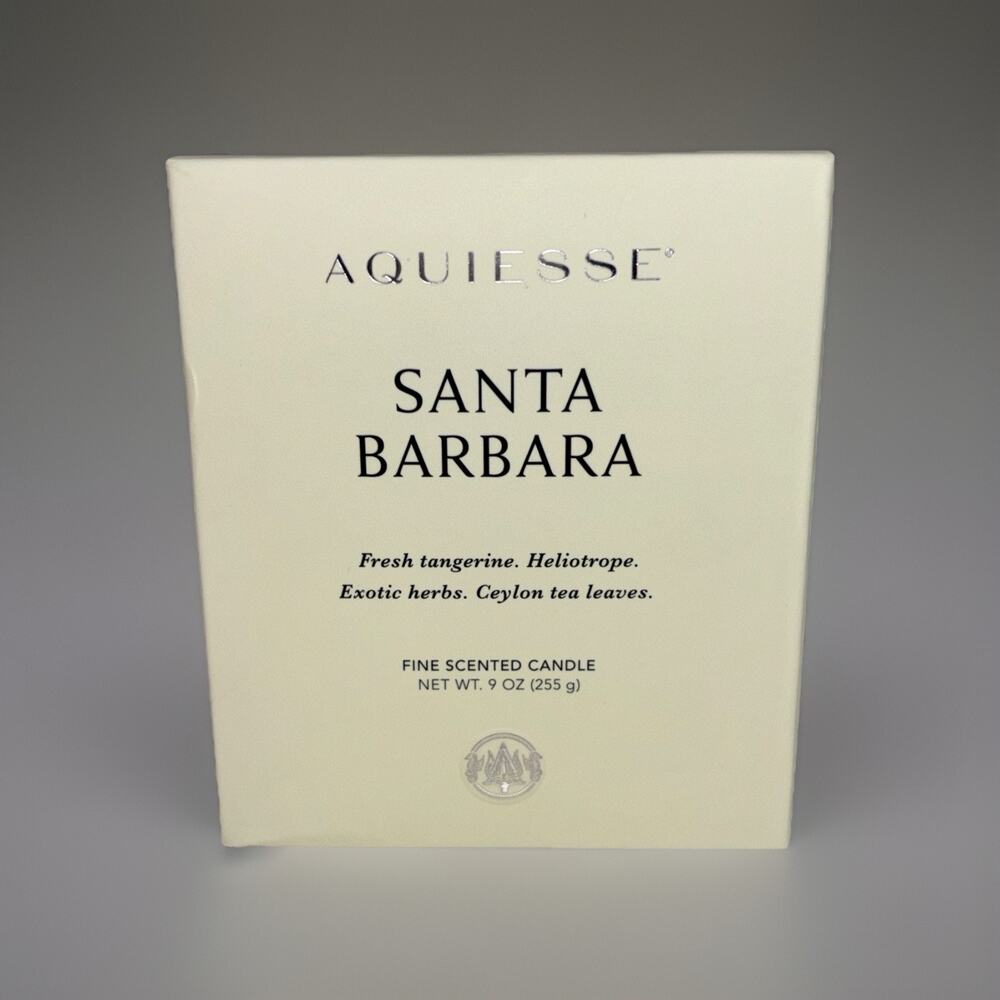 Aquiesse "Santa Barbara" Fine Scented Candle 9oz Fresh Tangerine Heliotrope NEW